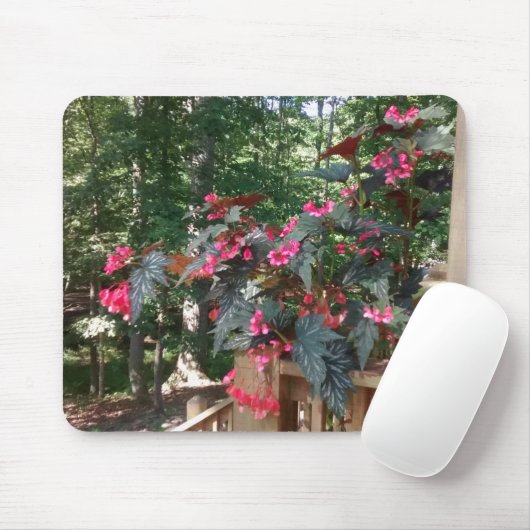 Angel Begonia mit Holz im Hintergrund Mousepad (Mit Mouse)