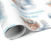 Angel beobachtet Babytaufe Geschenkpapier (Rolleneckpunkt)