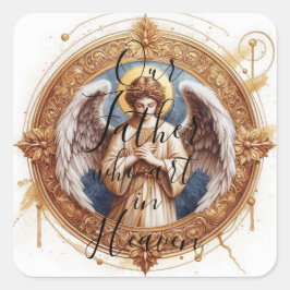 Angel beten - unser Vater Quadratischer Aufkleber