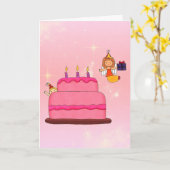 Angel Birthday Cake Folded Grußkarte Karte (Gelbe Blume)