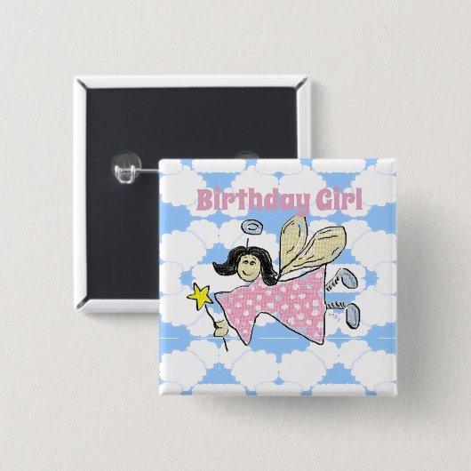Angel Birthday Girl Button Abzeichen (Vorne & Hinten)