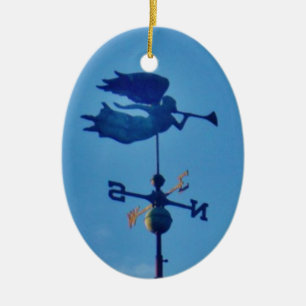 Angel BLOWING HORN WEATHER VANE Keramikornament