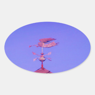 Angel BLOWING HORN WEATHER VANE Ovaler Aufkleber