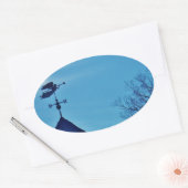 Angel BLOWING HORN WEATHER VANE Ovaler Aufkleber (Umschlag)