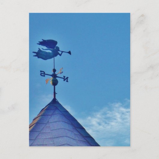 Angel BLOWING HORN WEATHER VANE Postkarte (Vorderseite)