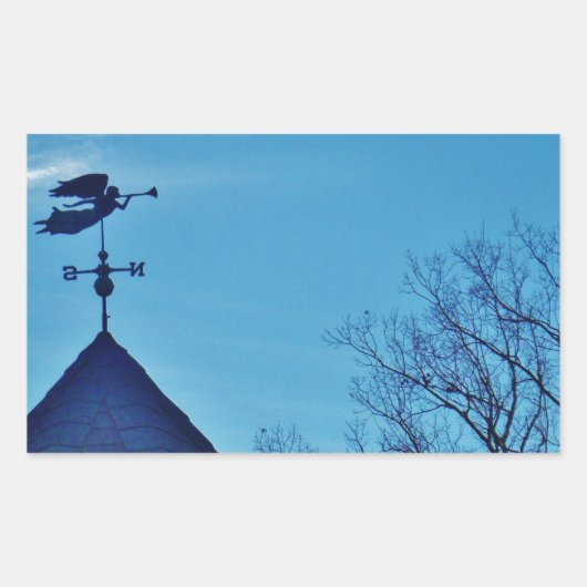 Angel BLOWING HORN WEATHER VANE Rechteckiger Aufkleber (Vorderseite)