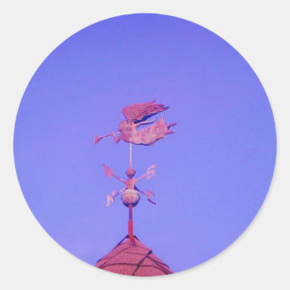 Angel BLOWING HORN WEATHER VANE Runder Aufkleber
