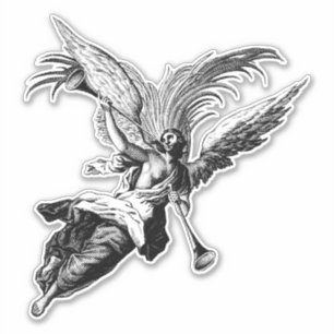 Angel Blows A horn Fantasy Art Aufkleber