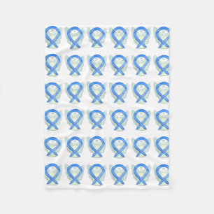Angel Blue Awareness Ribbon Custom Soft Blanken Fleecedecke