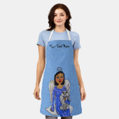 Angel Blue Dress Holding Angel Cat auf Cloud Schürze (Getragen)