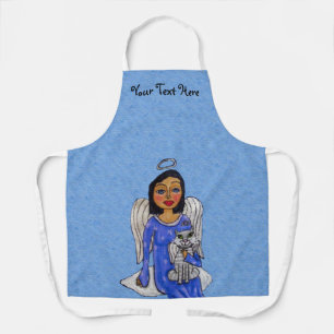 Angel Blue Dress Holding Angel Cat auf Cloud Schürze