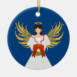 Angel Blue Red Green Wreath Wings Halo Stars Gesch Keramik Ornament