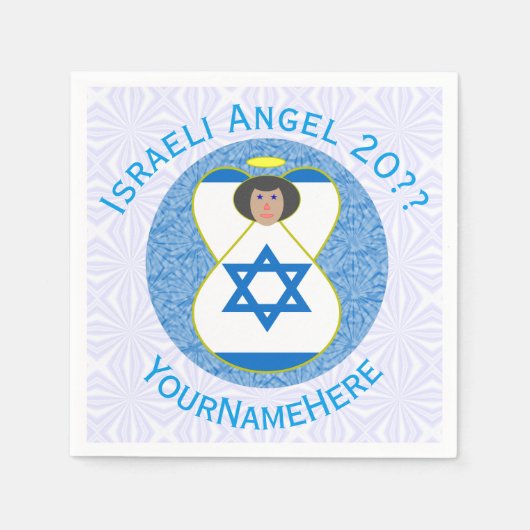 Angel Blue White Personalisiert Serviette (Vorderseite)