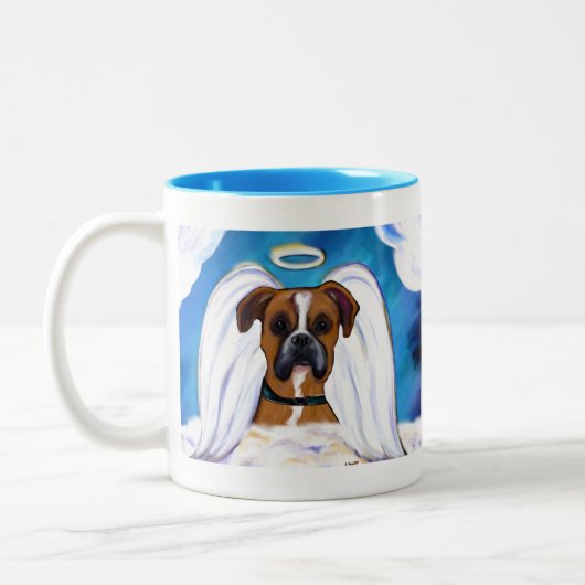 Angel Boxer Dog Zweifarbige Tasse (Links)