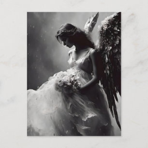 Angel Bride Black and White Postkarte
