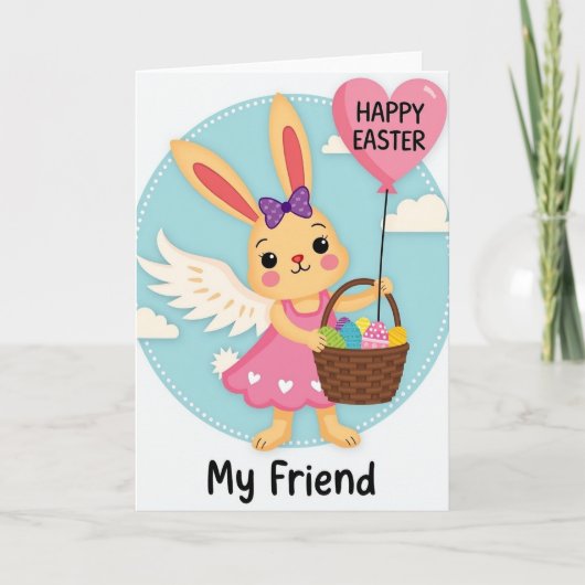 Angel Bunny Friend Holiday Card Karte (Vorderseite)