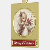 Angel & Cardinal – Holiday Blessings Banner Design Banner-Ornament Gold (Links)