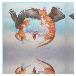 Angel Cat and Mouse Game Fabric Mirror Design Stoff