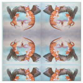 Angel Cat and Mouse Game Fabric Mirror Design Stoff