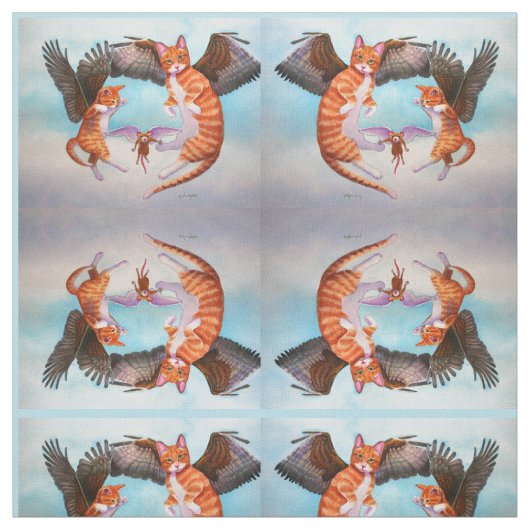 Angel Cat and Mouse Game Fabric Mirror Design Stoff (Muster)