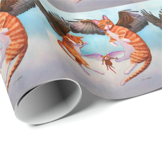 Angel Cat and Mouse Game Geschenkpapier (Rolleneckpunkt)