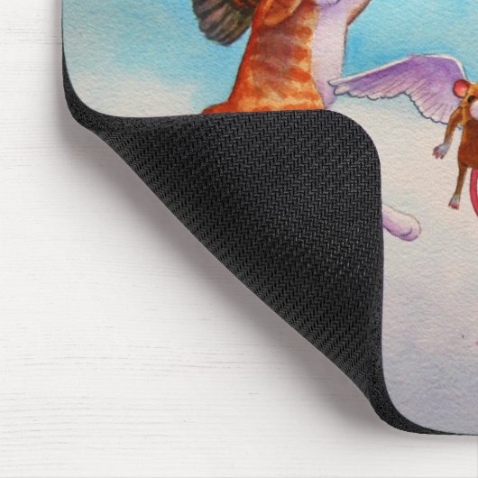 Angel Cat and Mouse Game Mousepad (Ecke)