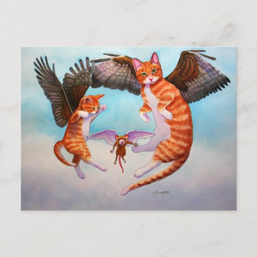 Angel Cat and Mouse Game Postkarte (Vorderseite)