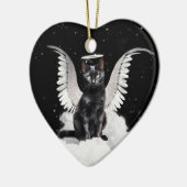 Angel Cat Black Domestic Pet Memorial Keramik Ornament (Links)