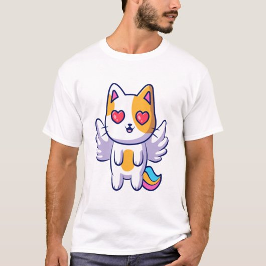 Angel Cat Flying T-Shirt (Vorderseite)