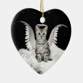 Angel Cat Gray Tabby Pet Memorial Keramikornament (Rechts)
