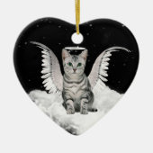 Angel Cat Gray Tabby Pet Memorial Keramikornament (Vorne)