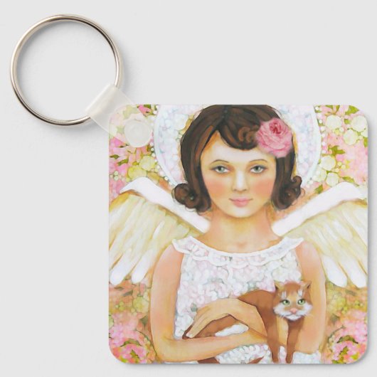 Angel & Cat Keychain – Kindness in Every Moment Schlüsselanhänger (Vorderseite)