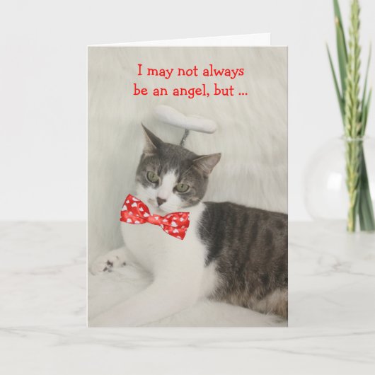 Angel Cat Valentine Feiertagskarte (Vorderseite)