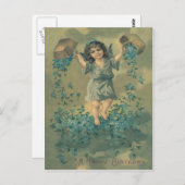 Angel Cherub Basket Vergiss-Me-Not Postkarte (Vorne/Hinten)