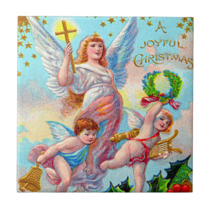 Angel Cherub Christlich Cross Bell Wreath Holly Fliese