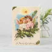 Angel Cherub Evergreen Bough Heaven Einladung (Stehend Vorderseite)