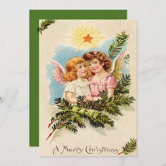Angel Cherub Evergreen Bough Heaven Einladung (Vorne/Hinten)
