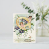 Angel Cherub Horseshoe Vergessen-Me-not Postkarte (Stehend Vorderseite)