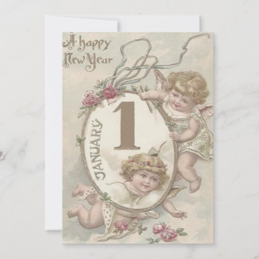 Angel Cherub Rose Einladung (Vorderseite)