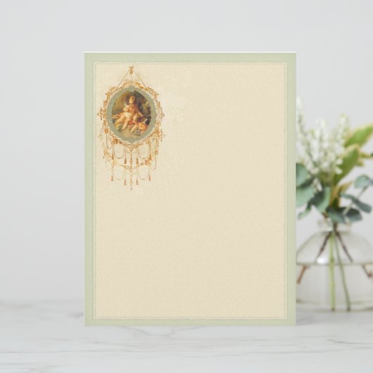 Angel Cherub Verziert Golden Letterhead (Stehend Vorderseite)