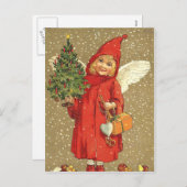 Angel Cherub Weihnachtsbaumschnee Feiertagspostkarte (Vorne/Hinten)
