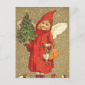 Angel Cherub Weihnachtsbaumschnee Feiertagspostkarte (Vorderseite)