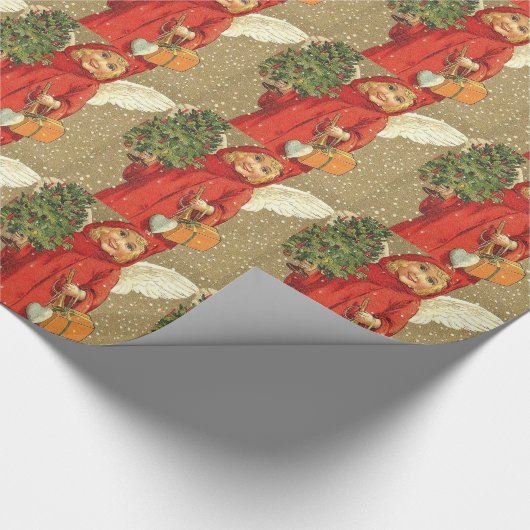 Angel Cherub Weihnachtsbaumschnee Geschenkpapier (Ecke)