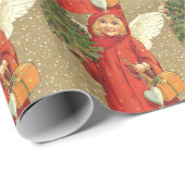 Angel Cherub Weihnachtsbaumschnee Geschenkpapier (Rolleneckpunkt)