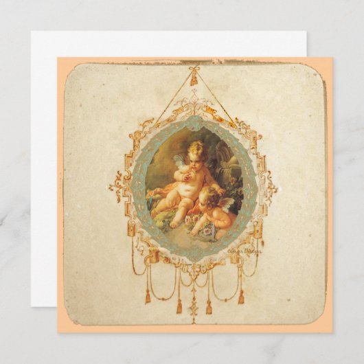 Angel Cherubs Einladung Speichern Sie die Datumska (Vorne/Hinten)