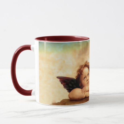 Angel Cherubs von Raphael Sanzio Weihnachtsgeschen Tasse (Links)