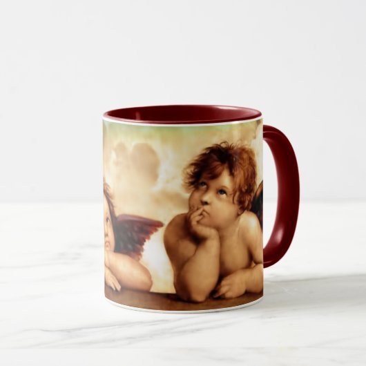 Angel Cherubs von Raphael Sanzio Weihnachtsgeschen Tasse (VorderseiteRechts)