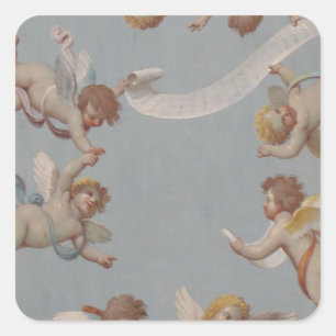 Angel Cherubs Whimsical Renaissance Quadratischer Aufkleber