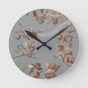 Angel Cherubs Whimsical Renaissance Runde Wanduhr