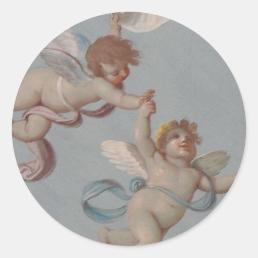 Angel Cherubs Whimsical Renaissance Runder Aufkleber (Vorderseite)